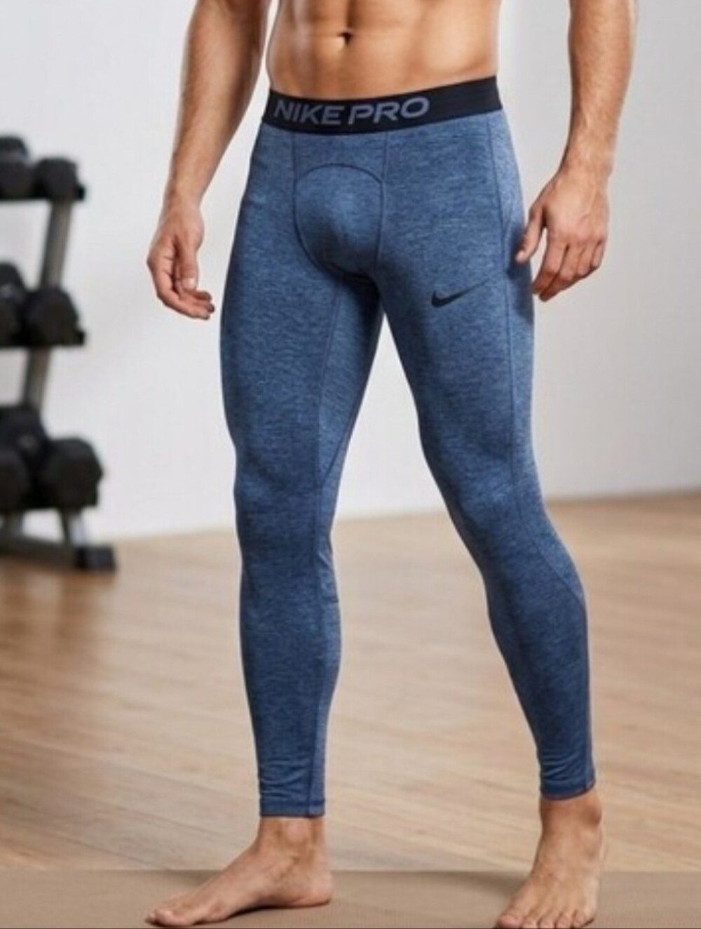 Nike Pro Men's Navy Heather Compression Leggings Size Medium